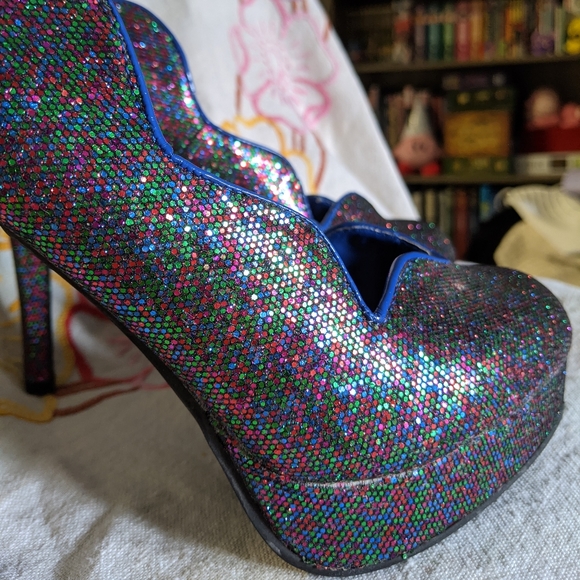 Blue glitter platform heels Fab-fetti Belle heels T.U.K - Picture 3 of 14